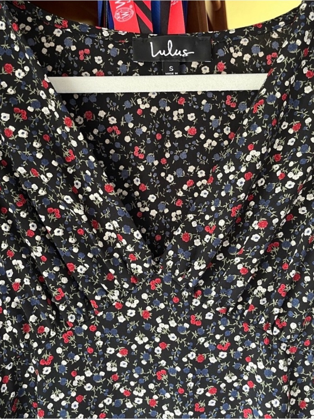 Lulu's Black Mini Dress with Red & White Floral Print - Picture 3 of 6